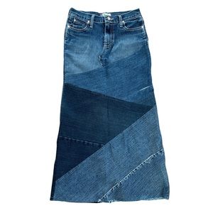 Wrangler Patchwork Denim Maxi Jean Skirt Size